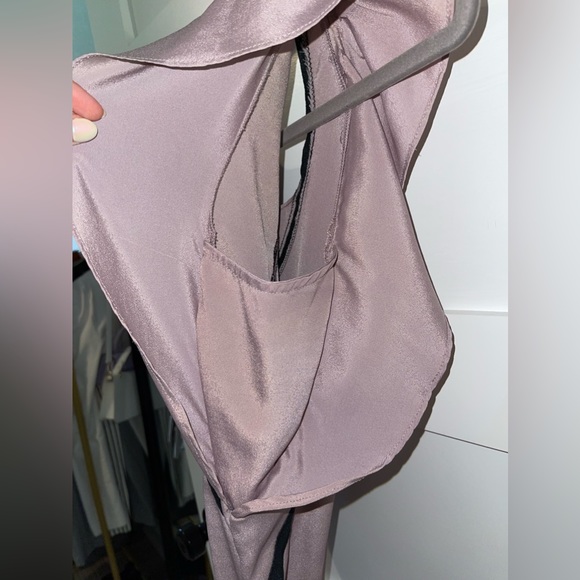 Mauve Flutter Sleeve Dress with Tie Waist - Picture 4 of 4